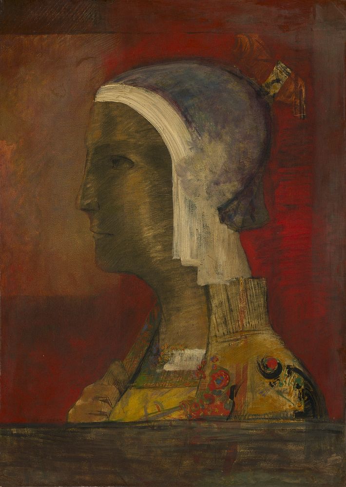 Symbolic Head (ca. 1890) by Odilon Redon. Original from Cleveland Museum of Art.