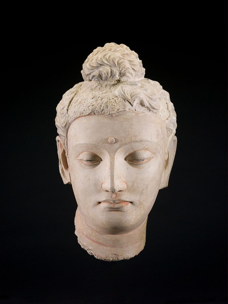 Head of a Buddha (4th century) in sculpture high resolution by anonymous. 