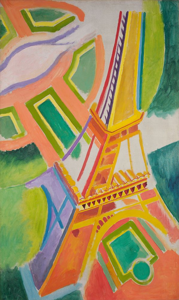 Eiffel Tower (1924) painting in high resolution by Robert Delaunay.