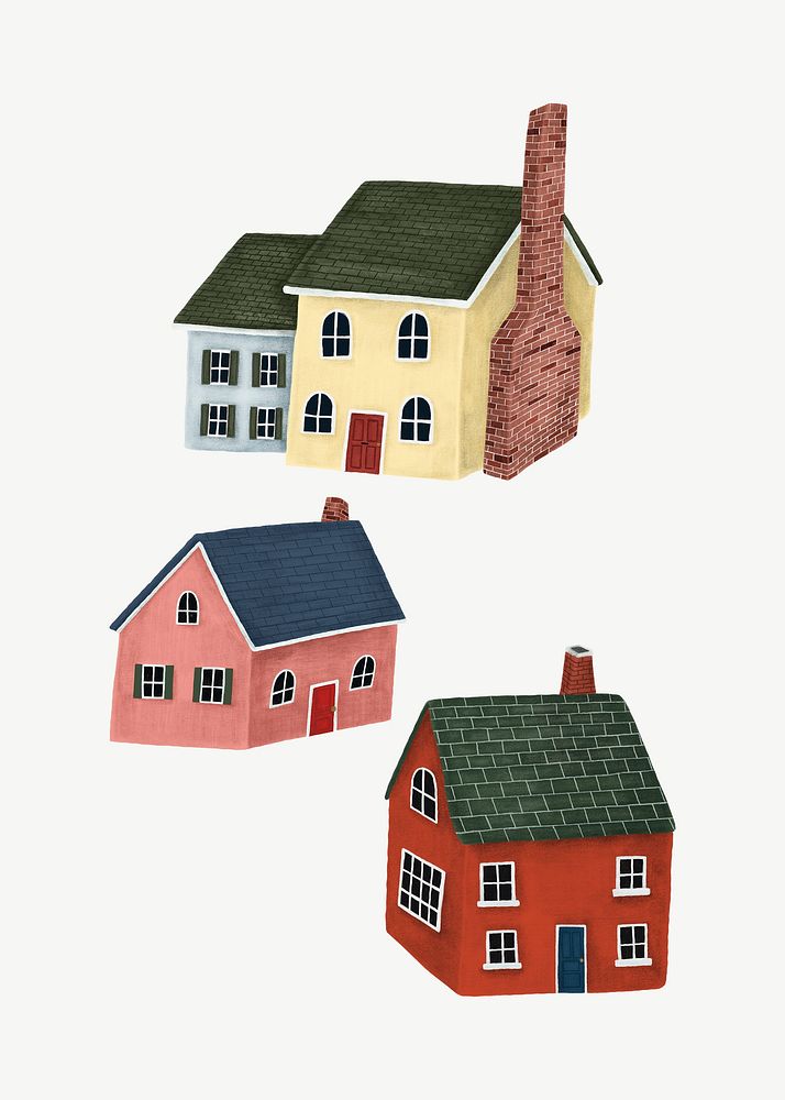 Hand-drawn colorful country houses