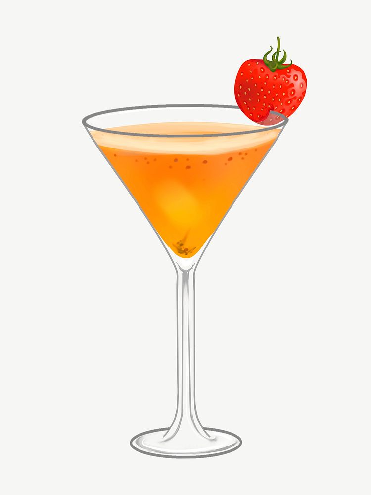 Cocktail drink illustration collage element psd