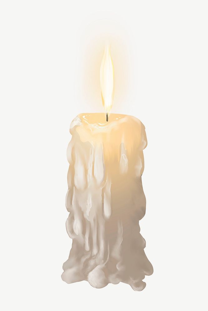 Melting candle illustration collage element psd