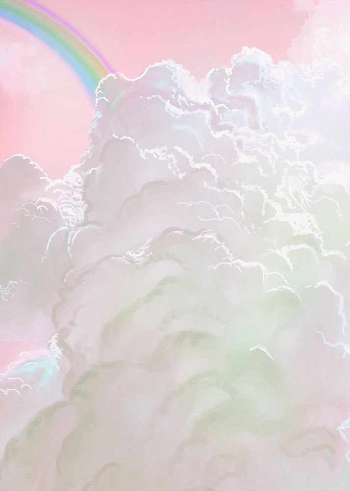 Aesthetic pink rainbow sky background
