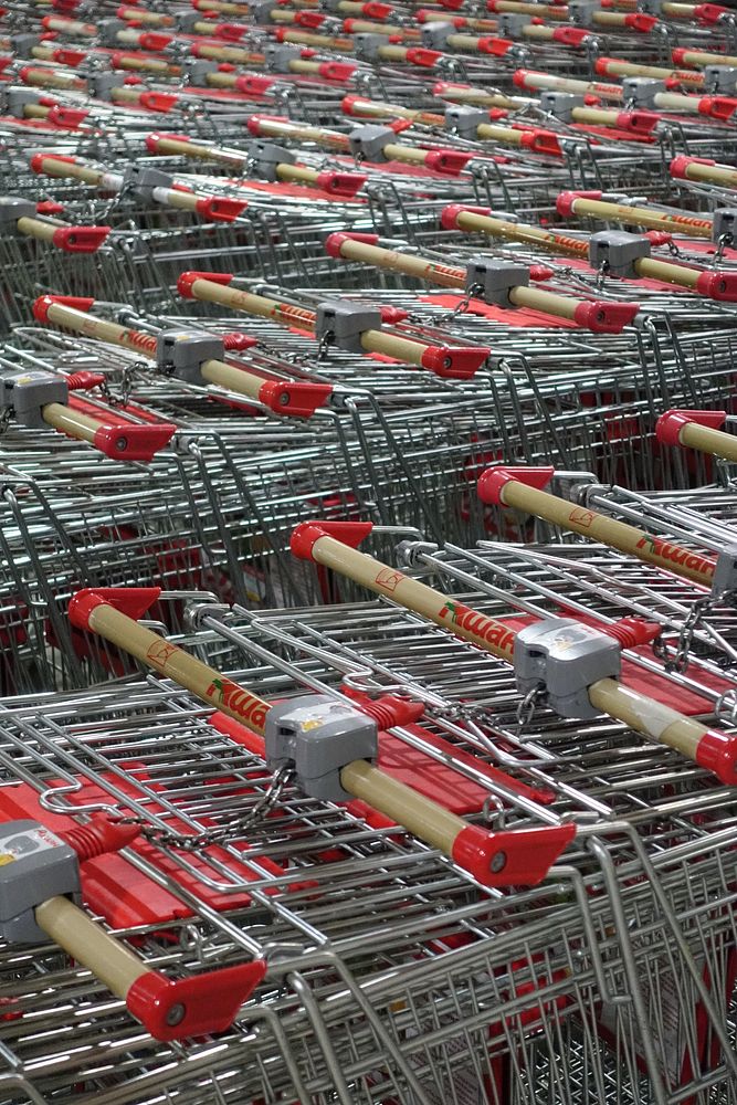 Shopping carts, supermarket. Original public domain image from Flickr