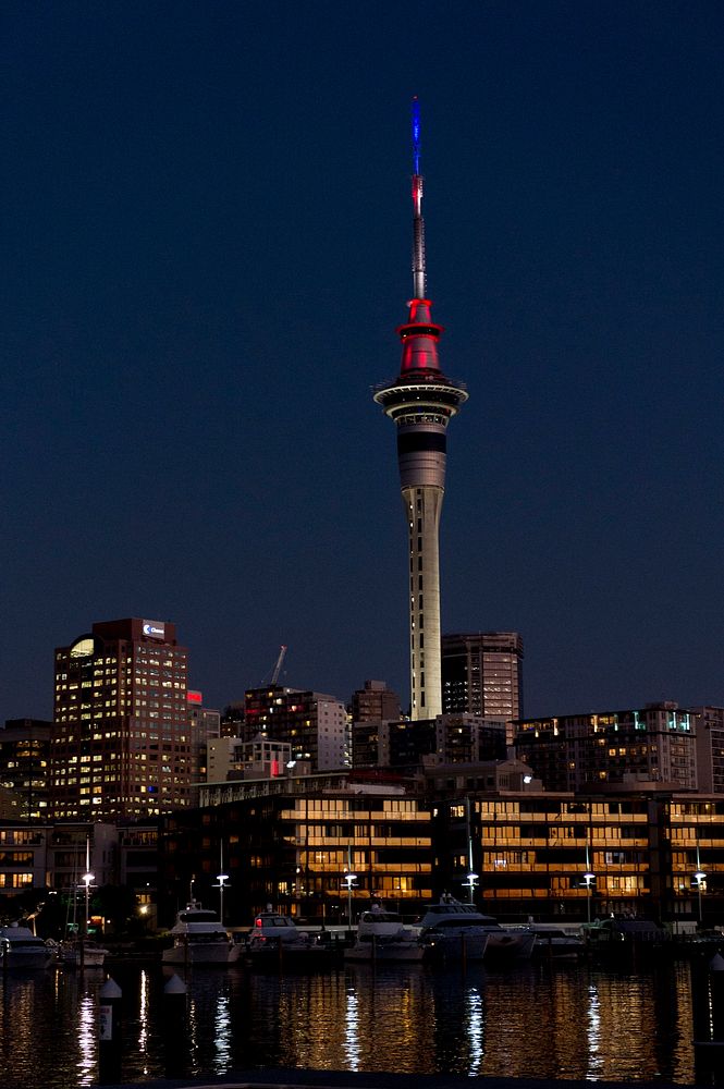 Auckland night light, Sky Tower. Original public domain image from Flickr