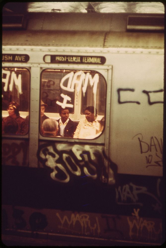 Many Subway Cars in New York City Have Been Spray-Painted by Vandals, 05/1973. Original public domain image from Flickr