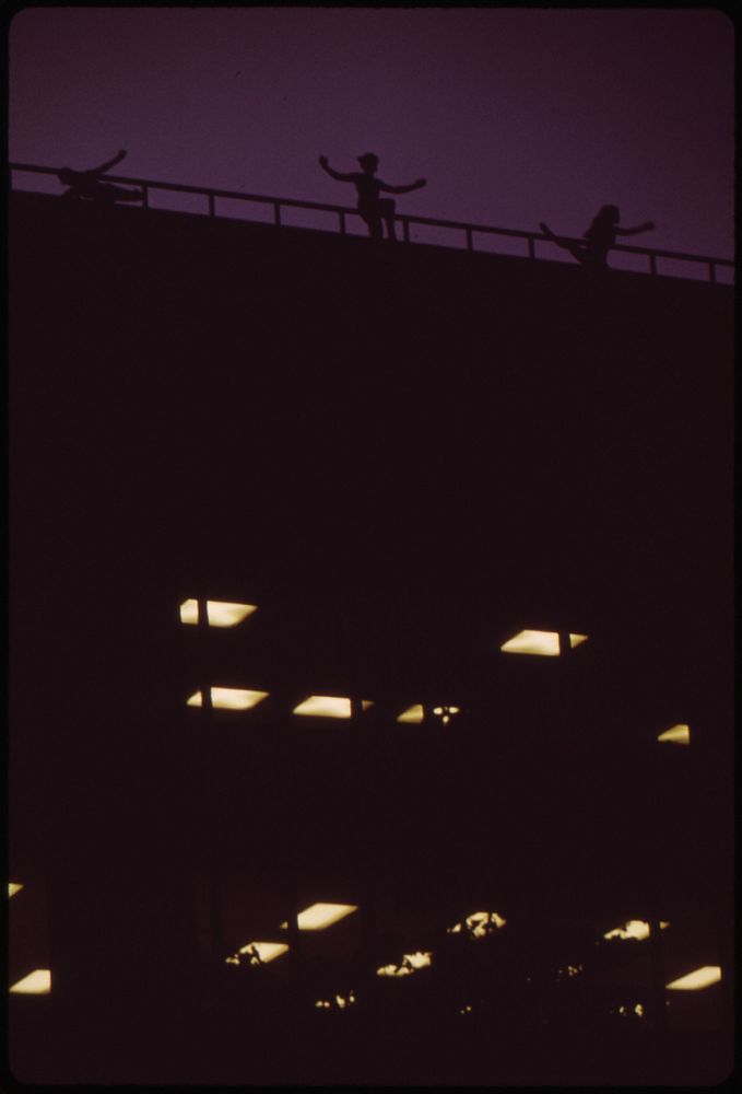 The "Celebrations Group" of Marilyn Woods Rehearses Dance on the Roof of the Fifth Third Bank Building Overlooking Fountain…