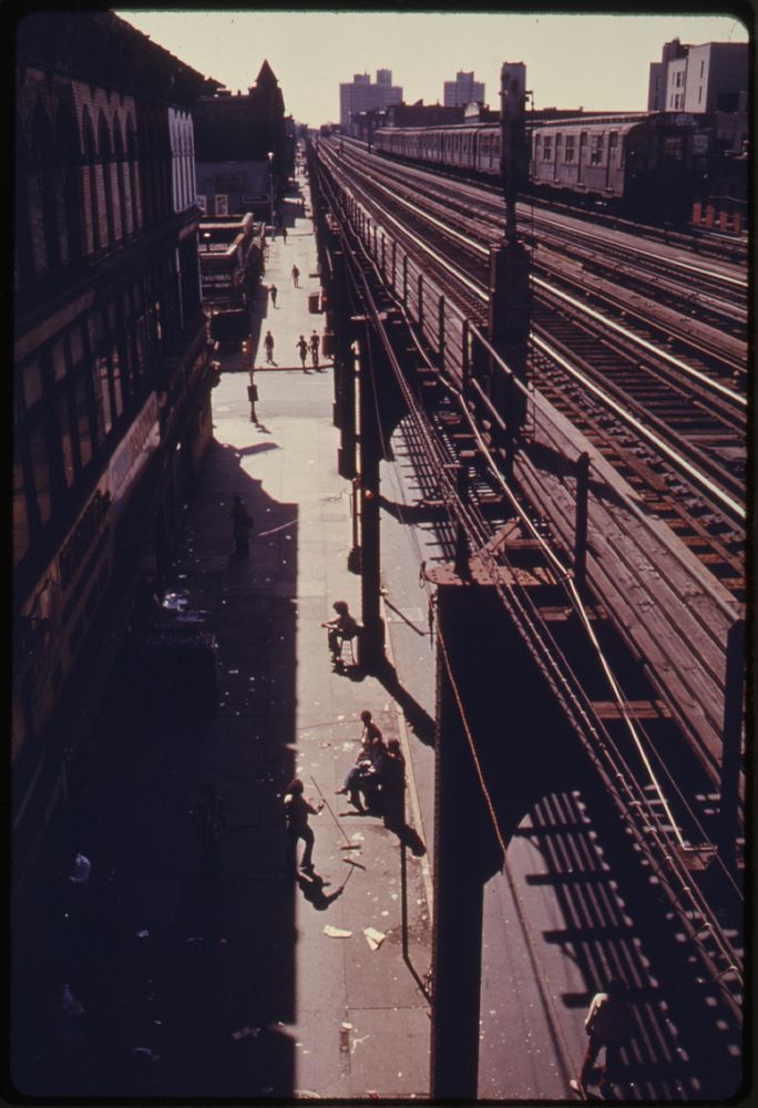 Brooklyn's Bushwick Avenue Seen From an Elevated Train Platform in New York City. Original public domain image from Flickr