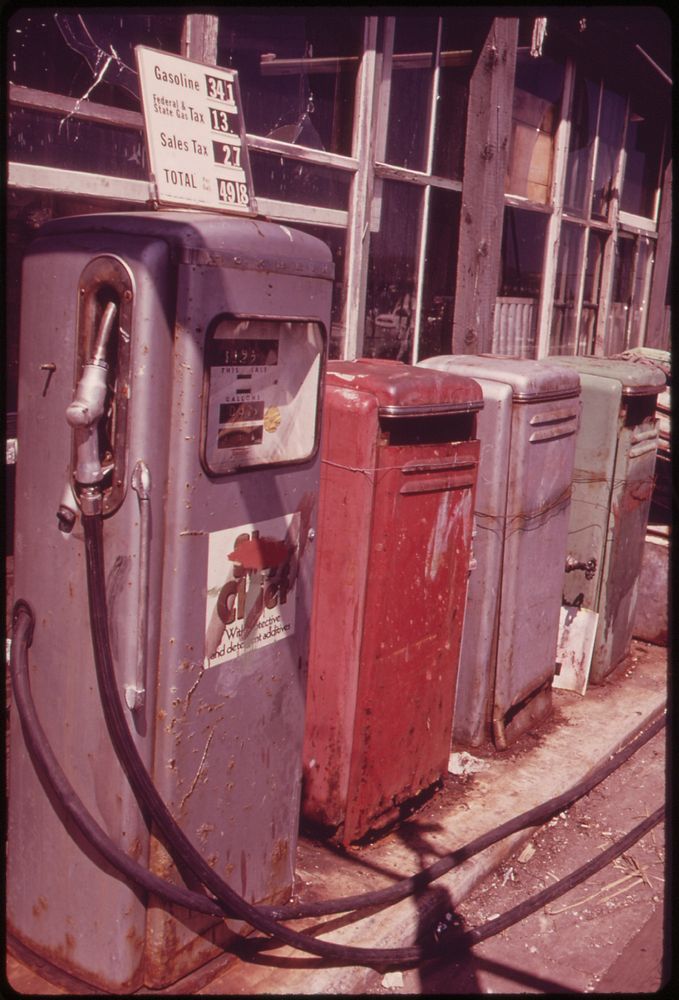 Gas Pumps at Sheepshead Bay Marina 05/1973. Photographer: Tress, Arthur. Original public domain image from Flickr