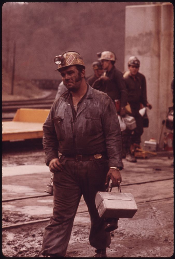 Miner, Who Has Just Finished His Shift at Virginia-Pocahontas Coal Company Mine #4, near Richlands, Virginia 04/1974.…