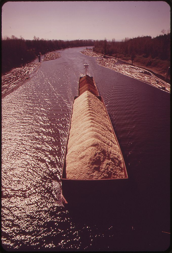 Sawdust Barge in Camas Slough near the Columbia River 04/1973. Photographer: Falconer, David. Original public domain image…