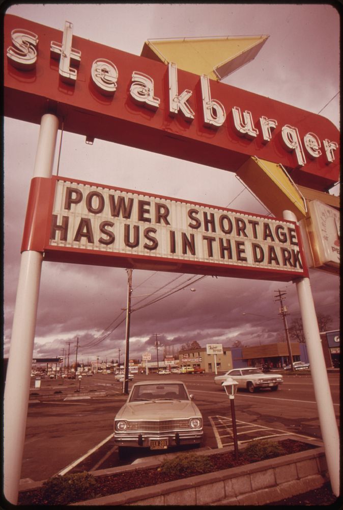 The Energy Crisis in the States of Oregon and Washington Resulted in Attempts at Humor by Businesses with Darkened Signs…
