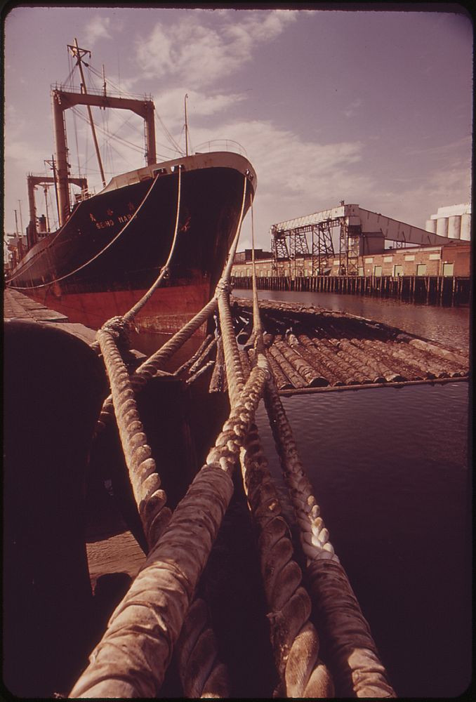 Logs Are Loaded Aboard Freighter at the Columbia River Mouth for Export to Japan. Original public domain image from Flickr