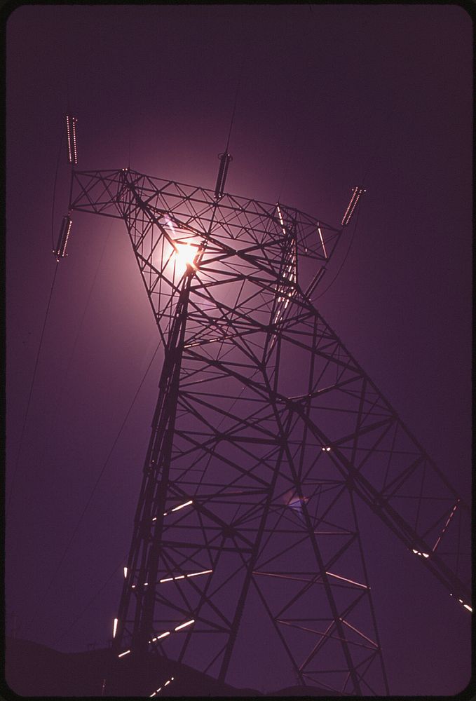 Power Transmission Tower at the Dalles Dam on the Columbia River. Original public domain image from Flickr