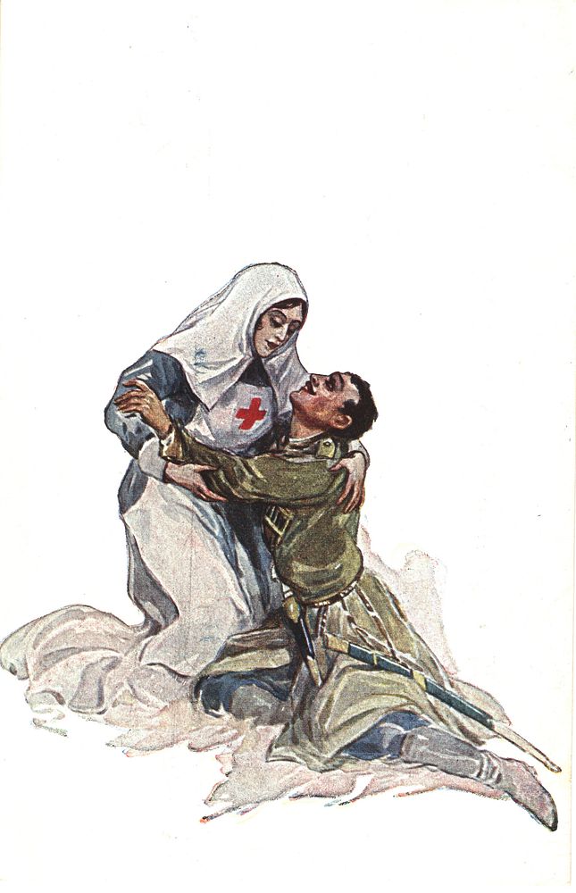 Nurse supporting a soldier, Collection: Images from the History of Medicine (IHM) (1914)