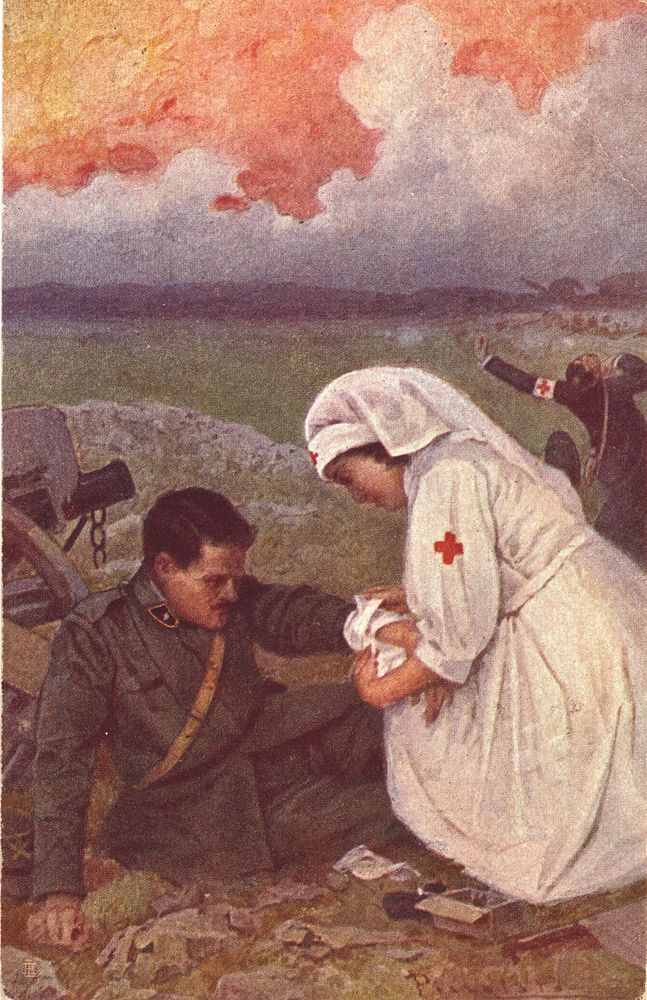 Nurse bandaging a soldier's armCollection: Images from the History of Medicine (IHM) Contributor(s): Zwerdling, Michael…
