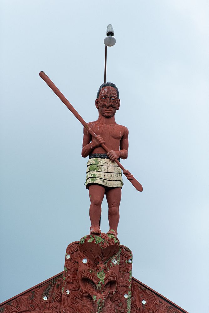 Maori wood carving sculpture.