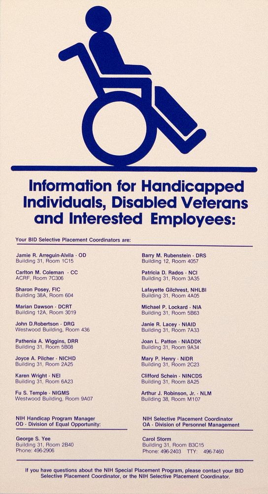 Information for Handicapped Individuals, Disabled Veterans, and Interested EmployeesCollection:Images from the History of…