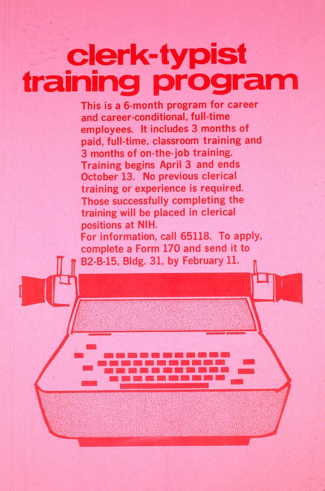 Clerk-Typist Training Program. Original public domain image from Flickr