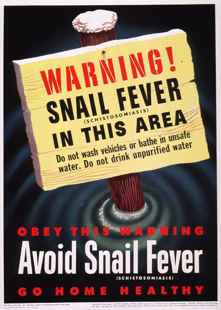Warning--Snail Fever (Schistosomiasis) in this Area: Do Not Wash Vehicles or Bathe in Unsafe Water, Do Not Drink Unpurified…