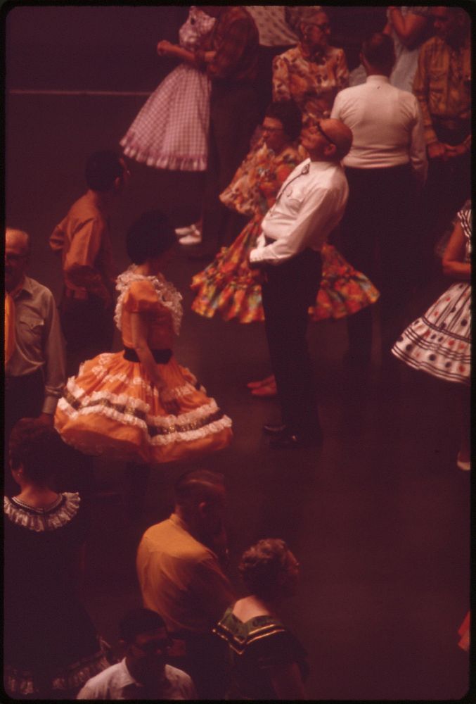 The Pershing Memorial Auditorium is the scene of Lincoln's 33rd Annual Square Dance Festival, May 1973. Photographer:…