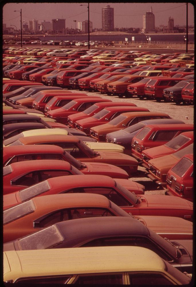 "Mazdas" awaiting shipment, June 1972. Photographer: O'Rear, Charles. Original public domain image from Flickr