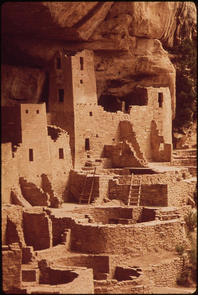 Cliff Palace was once a village of over 200 rooms and 23 kivas (ceremonial spaces), 05/1972. Photographer: Norton, Boyd.…