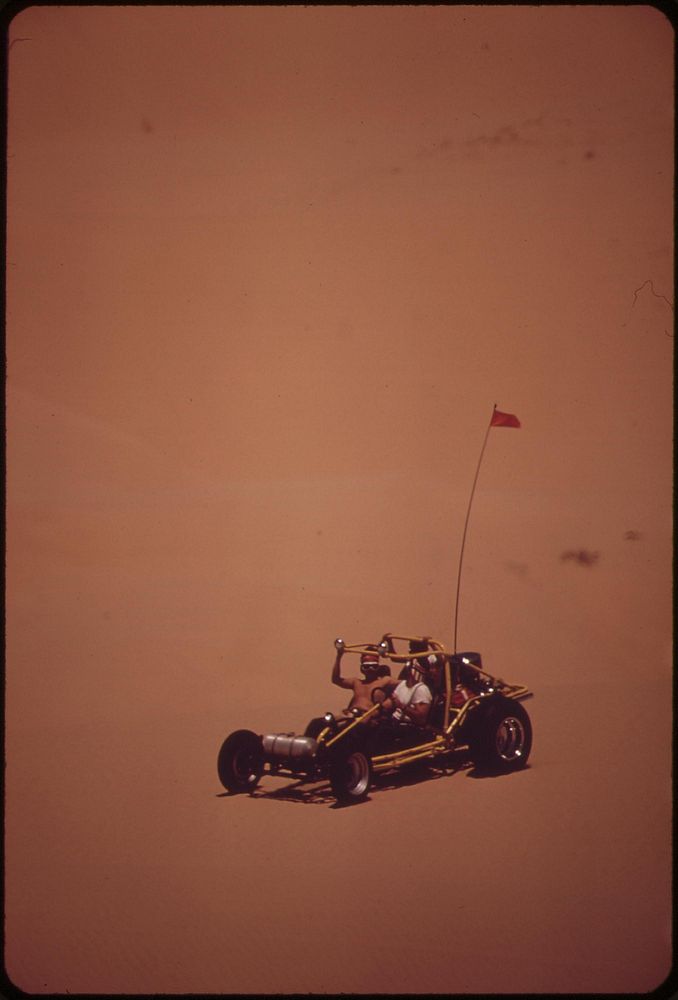 Dune buggy on sand dunes east of Brawley, May 1972. Photographer: O'Rear, Charles. Original public domain image from Flickr