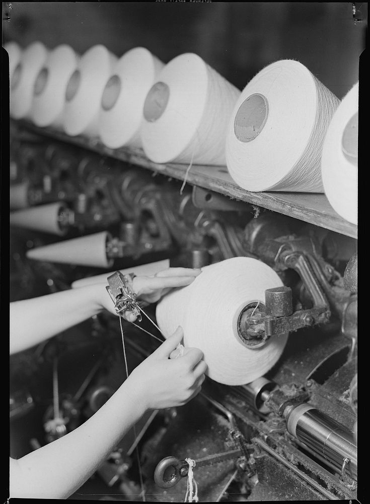 Winder operator - close-up of hands, January 1937. Photographer: Hine, Lewis. Original public domain image from Flickr