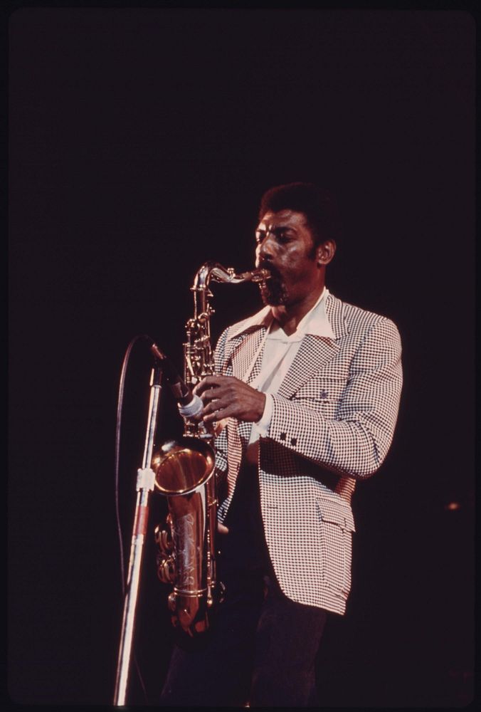 Black Saxophonist Performs At The International Amphitheater In Chicago, 10/1973. Photographer: White, John H. Original…