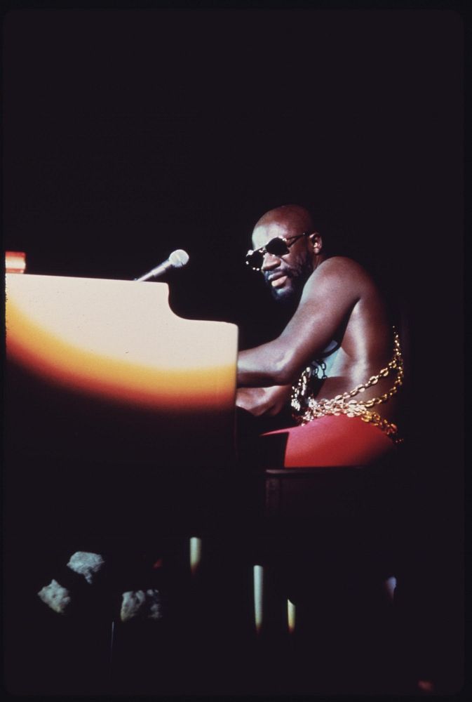 Black Soul Singer Isaac Hayes Performs At The International Amphitheater In Chicago, 10/1973. Photographer: White, John H.…