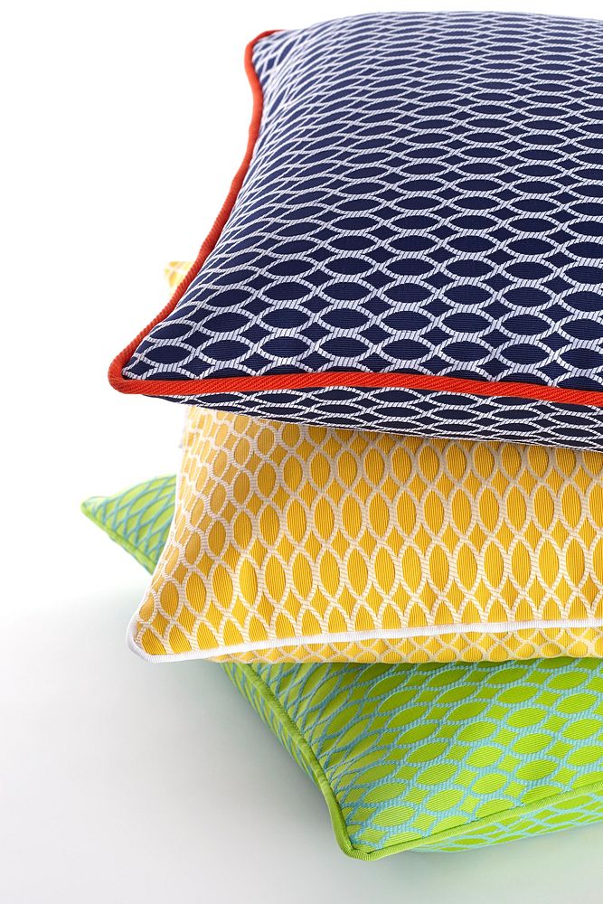 Geometric waves pattern fabric pillow.