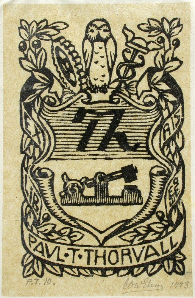 Paul t. thorvallin exlibris, 1923, Eric O. W. Ehrström