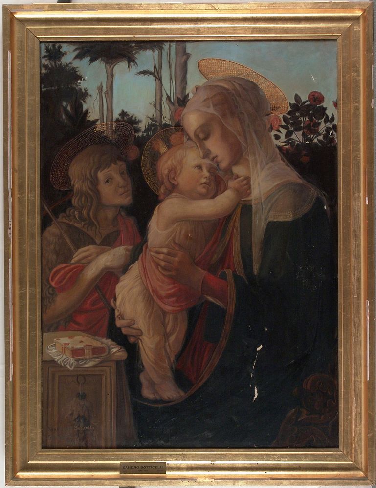 Virgin and child with the young st. john the baptist, copy after botticelli, 1908, Tyra Malmström