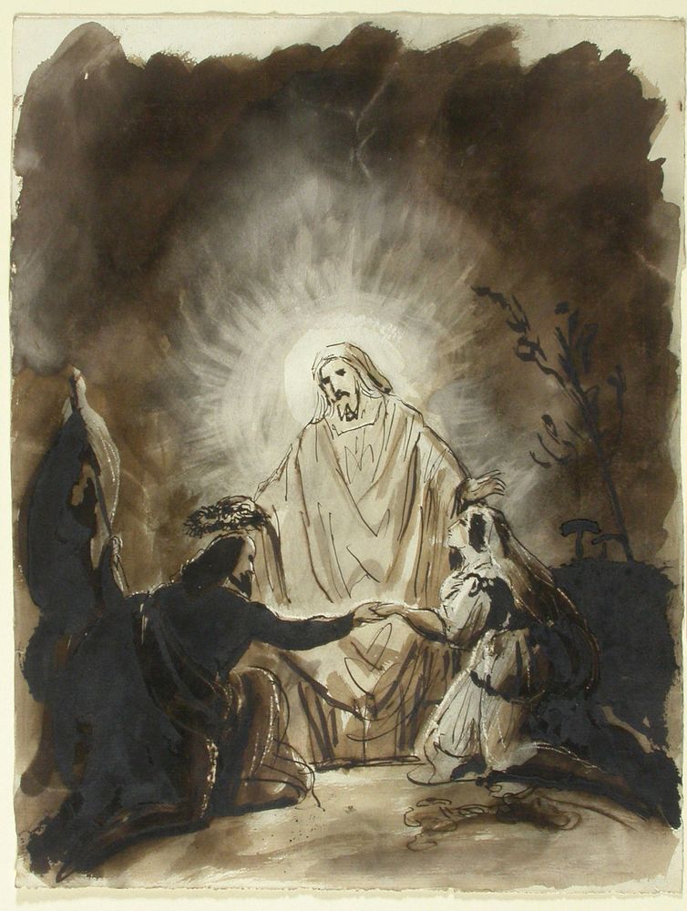 Kristus siunaamassa kahta polvistunutta henkilöä, by Robert Wilhelm Ekman
