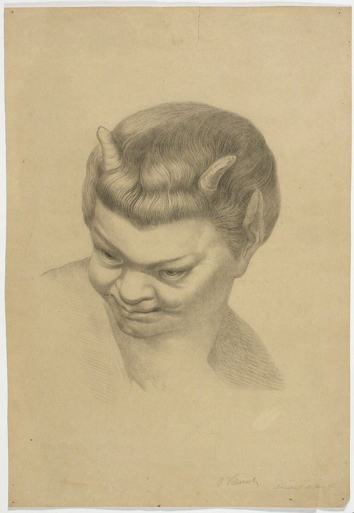 Faunin pää, akatemiaharjoitelma, 1867, Oscar Kleineh