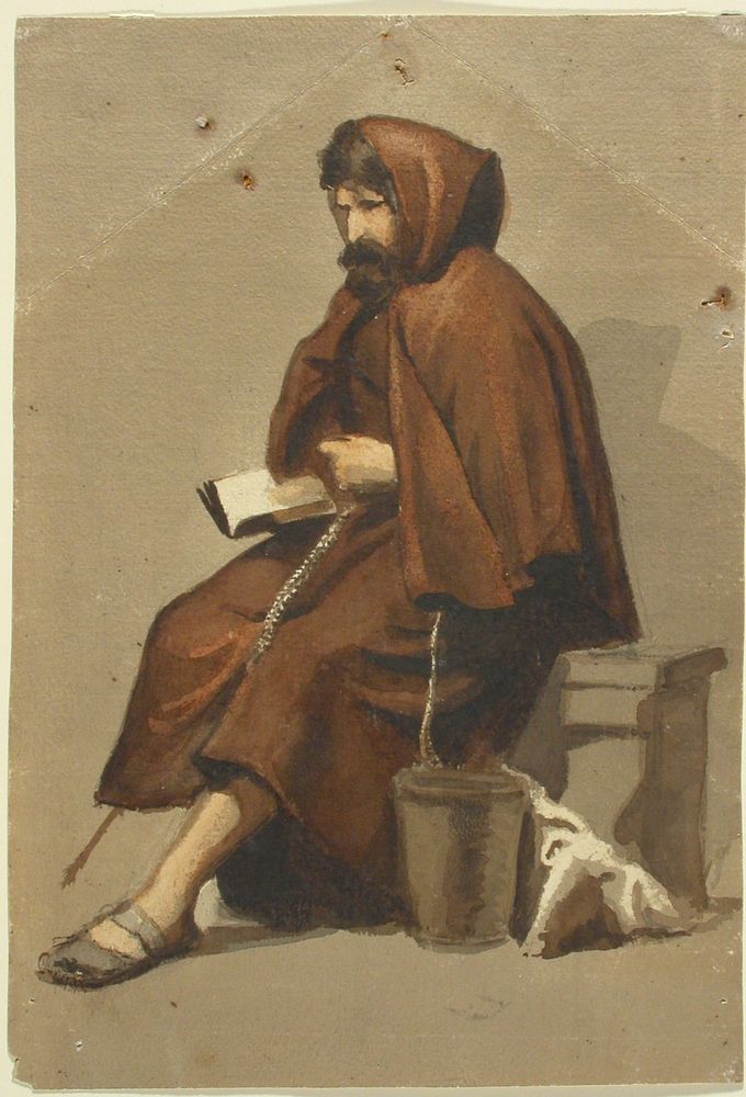 Istuva munkki, malliharjoitelma, by Albert Edelfelt