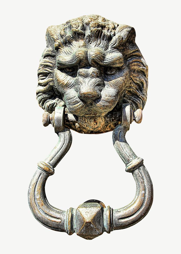 Lion door knocker collage element psd