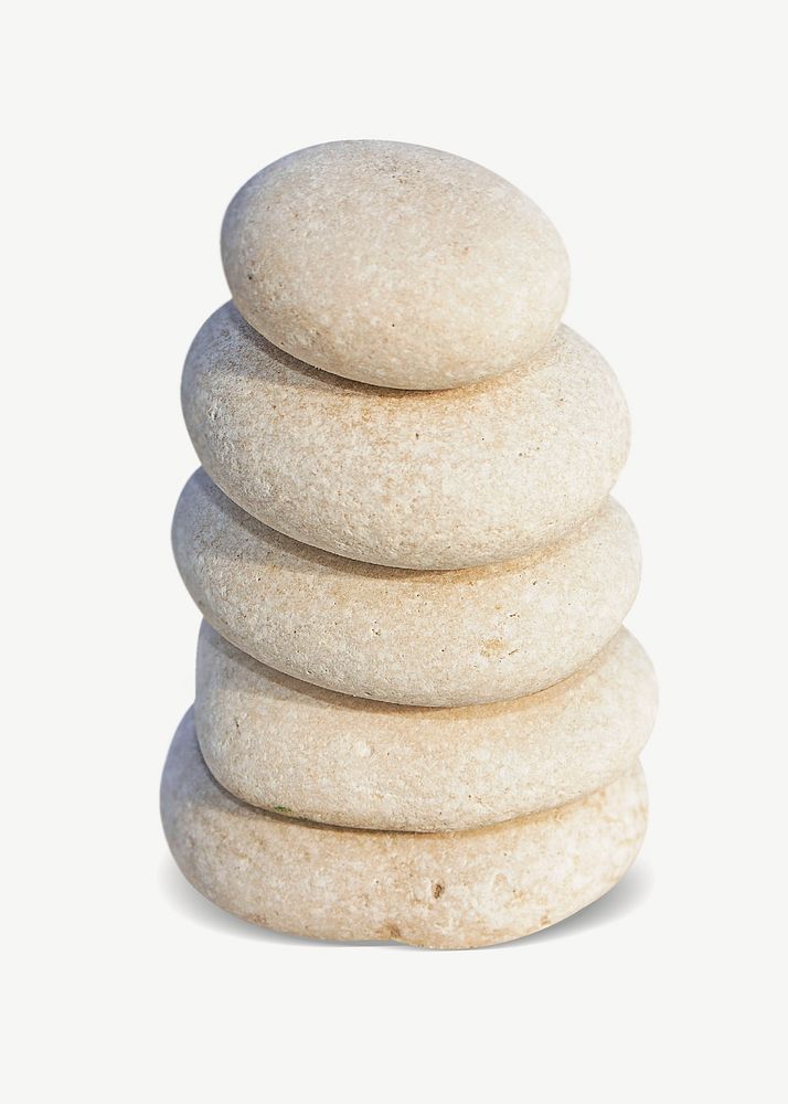 Stacked white stones collage element psd