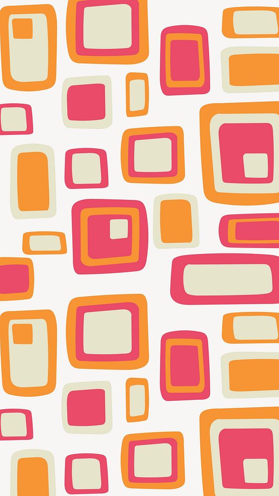 Retro pattern iPhone wallpaper, square design vector
