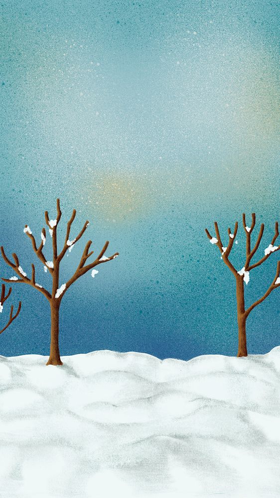 Winter leafless trees mobile wallpaper, nature illustration background