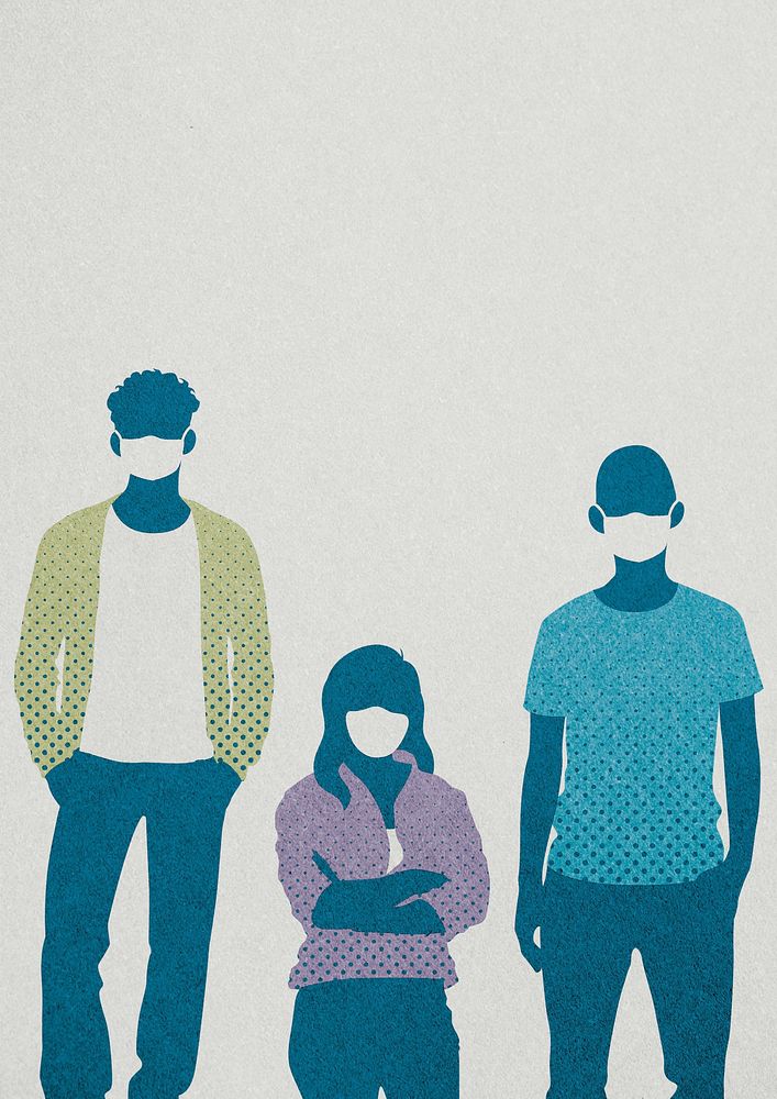 People wearing masks background, silhouette design
