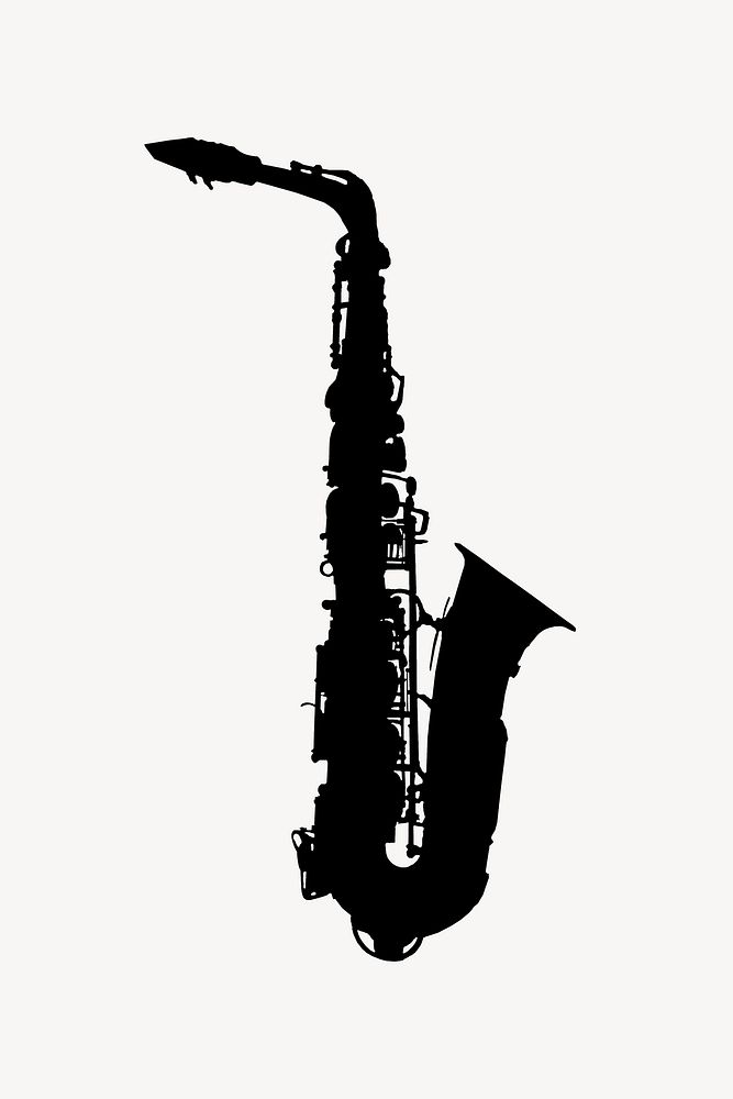 Saxophone silhouette clipart, illustration vector. Free public domain CC0 image.