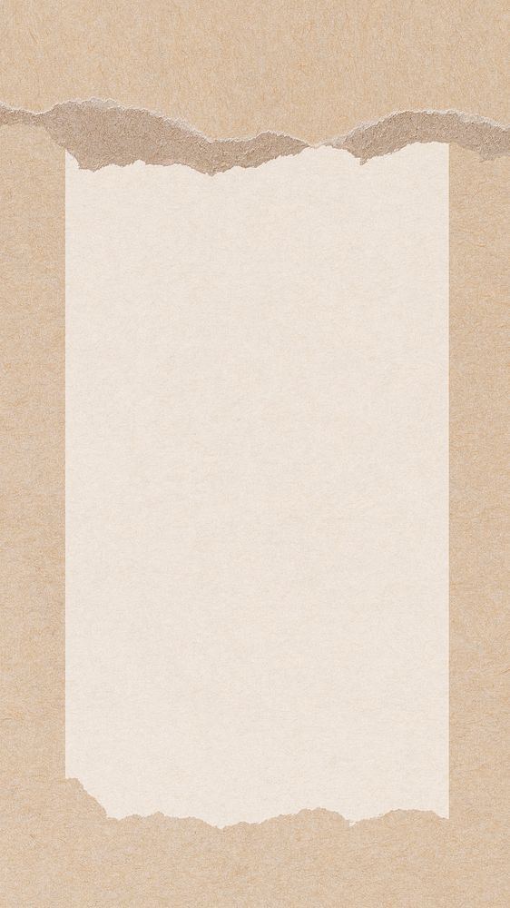 Ripped paper frame phone wallpaper, beige background