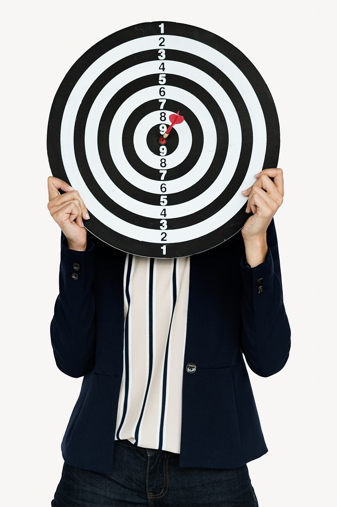 Woman holding target isolated image