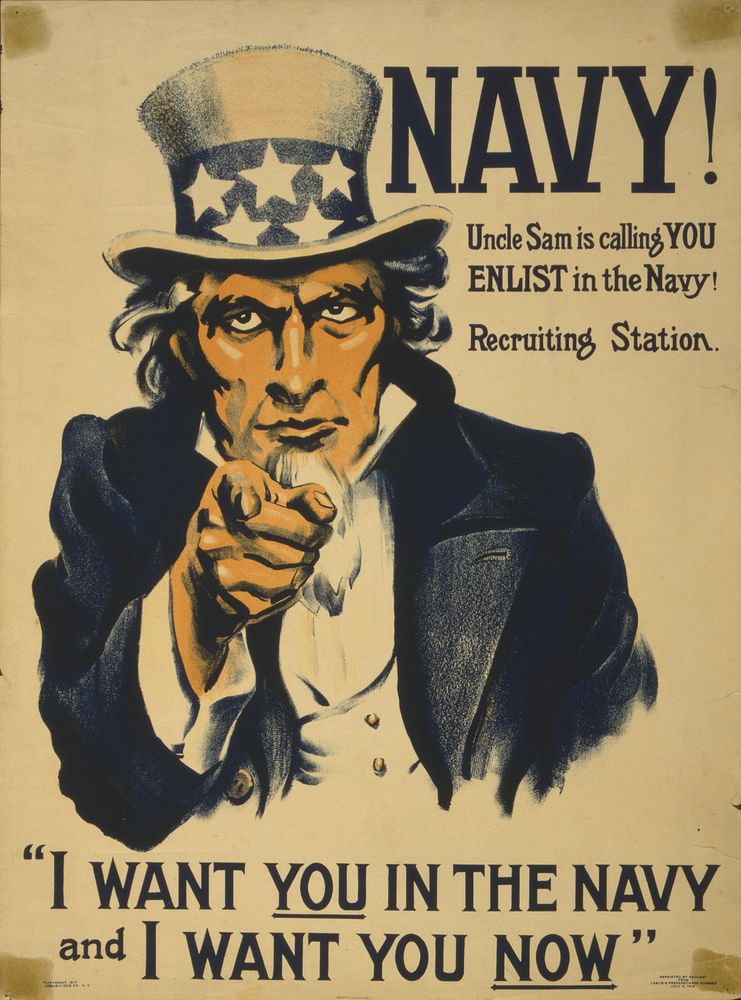 Navy! Uncle Sam is calling you - enlist in the Navy! (1917) vintage poster by Western Litho. Co. Los Angeles. Original…