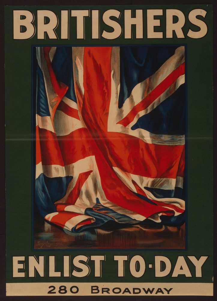 Britishers, enlist to-day, 280 Broadway  Guy Lipscombe ; The Hegeman Print N.Y.
