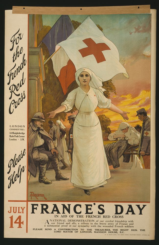 For the French Red Cross. Please help. July 14. France's day, in aid of the French Red Cross  Forestier ; W.H. Smith & Son…