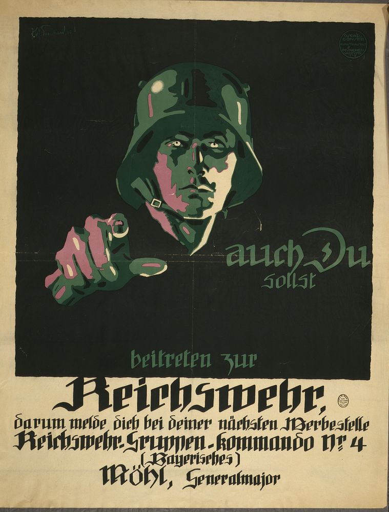 Auch du sollst beitreten zur Reichswehr J.U. Engelhard, '19.