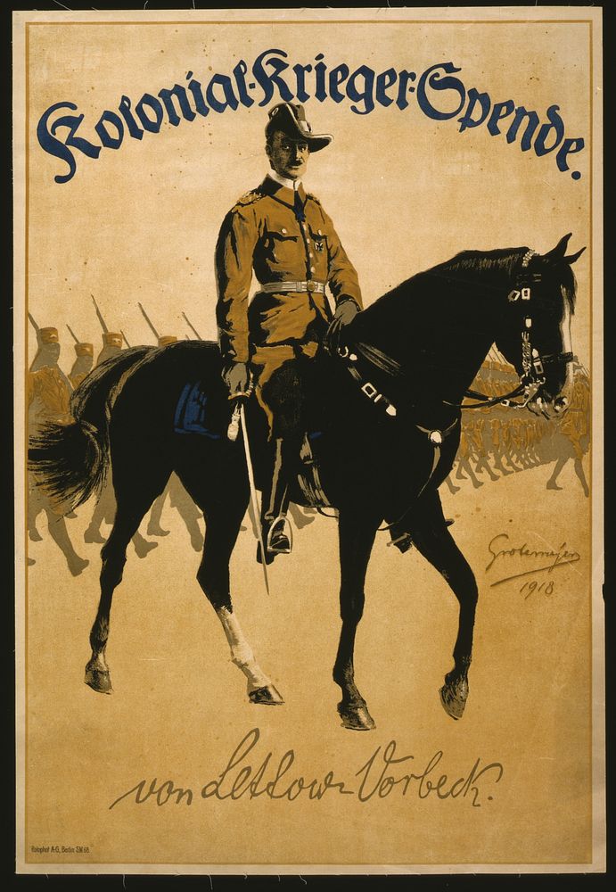 Kolonial-Krieger-Spende. Von Lettow-Vorbeck  Grotemeyer 1918.